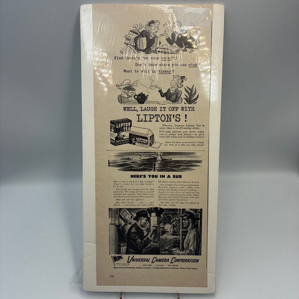 Vintage 1940s Lipton Tea & Universal Camera Corp WWII War Bond Print Ad